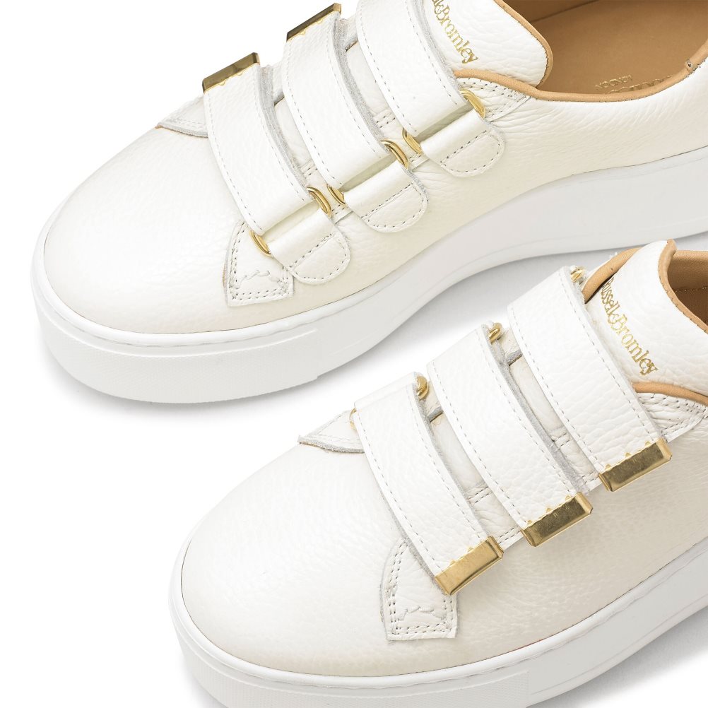 White Russell And Bromley Parktrio Velcro Strap Women's Platform Shoes | CA-6109K