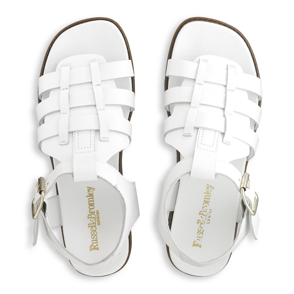 White Russell And Bromley Portland Fisherman Women's Flat Sandals | CA-6234X