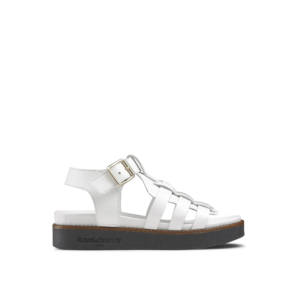 White Russell And Bromley Portland Fisherman Women\'s Flat Sandals | CA-6234X