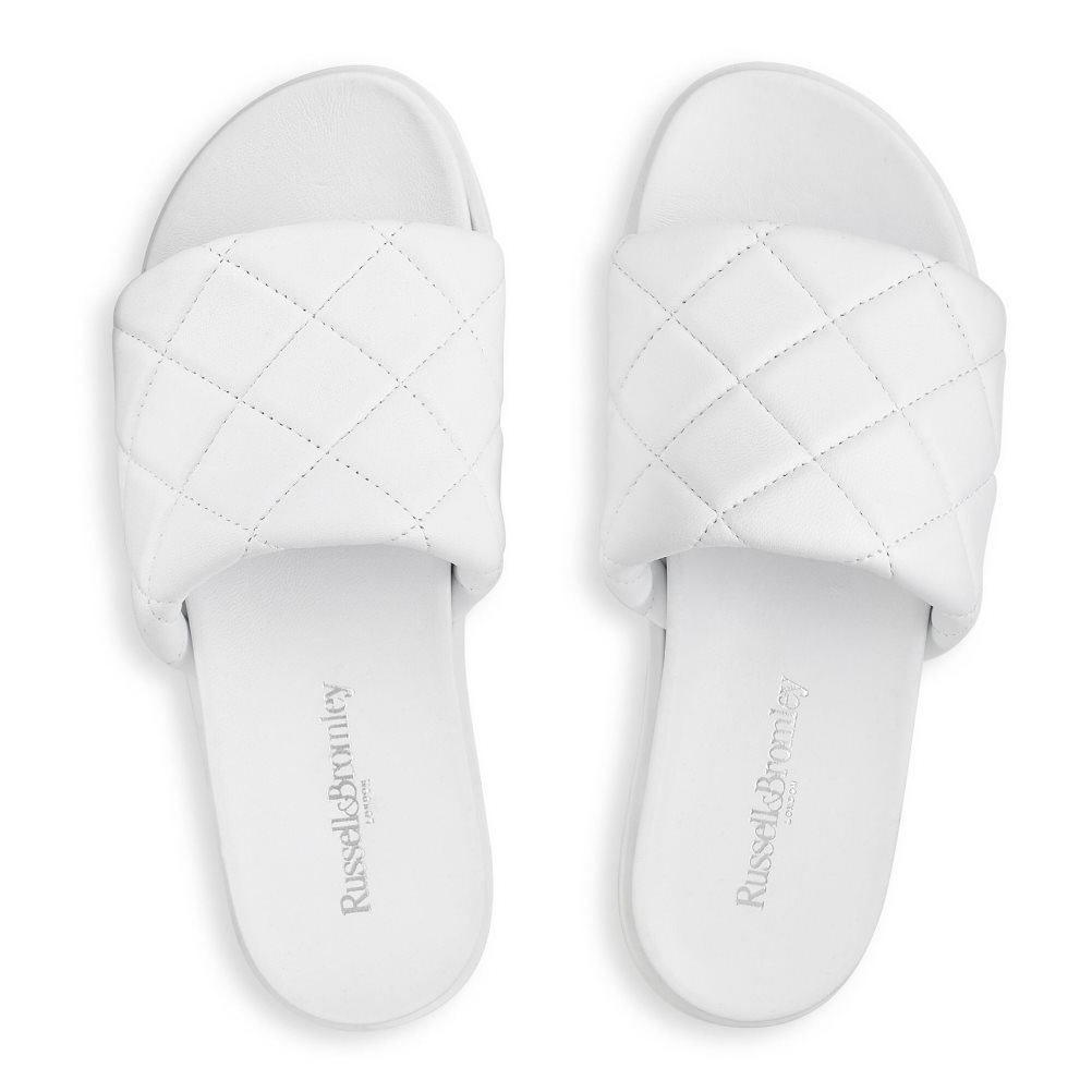 White Russell And Bromley Quilted Women's Slides | CA-0895Q