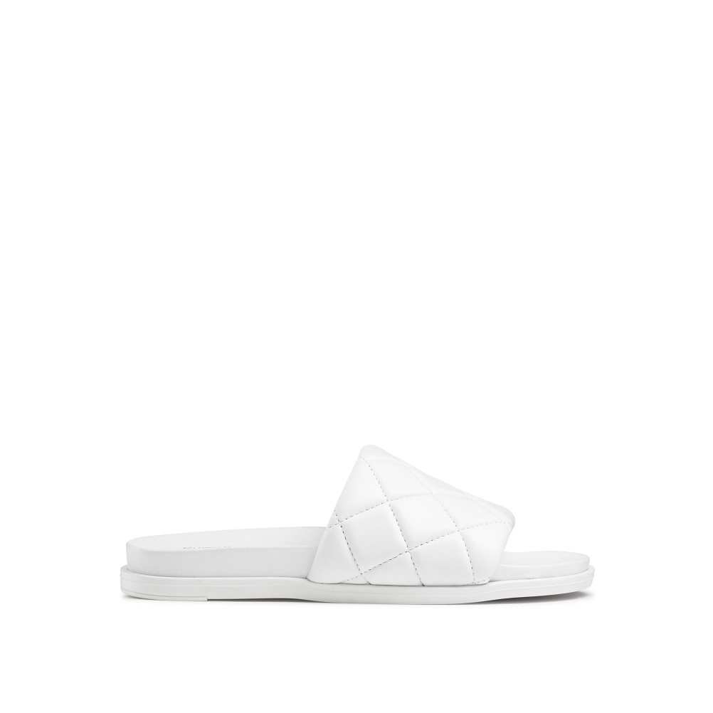 White Russell And Bromley Quilted Women\'s Slides | CA-0895Q
