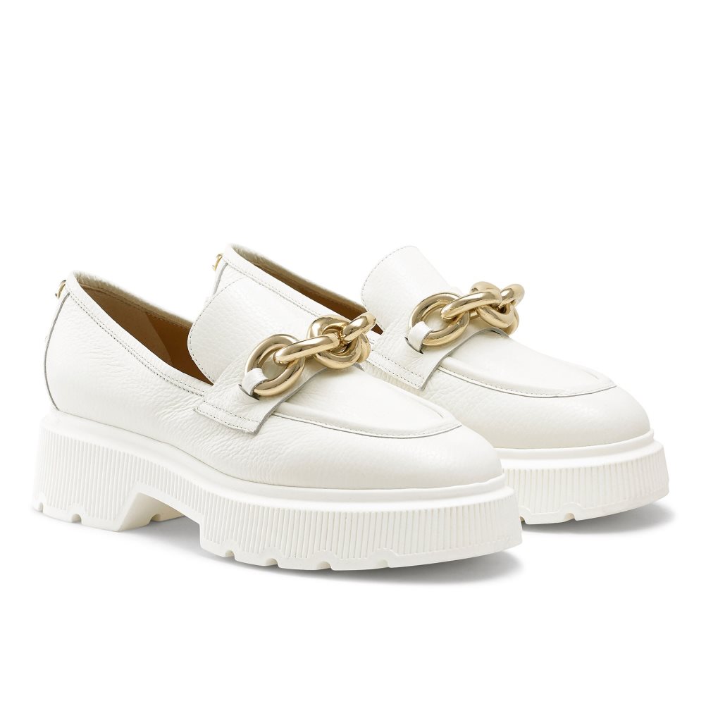 White Russell And Bromley Ringo Heavy Ring Women's Loafers | CA-0857D