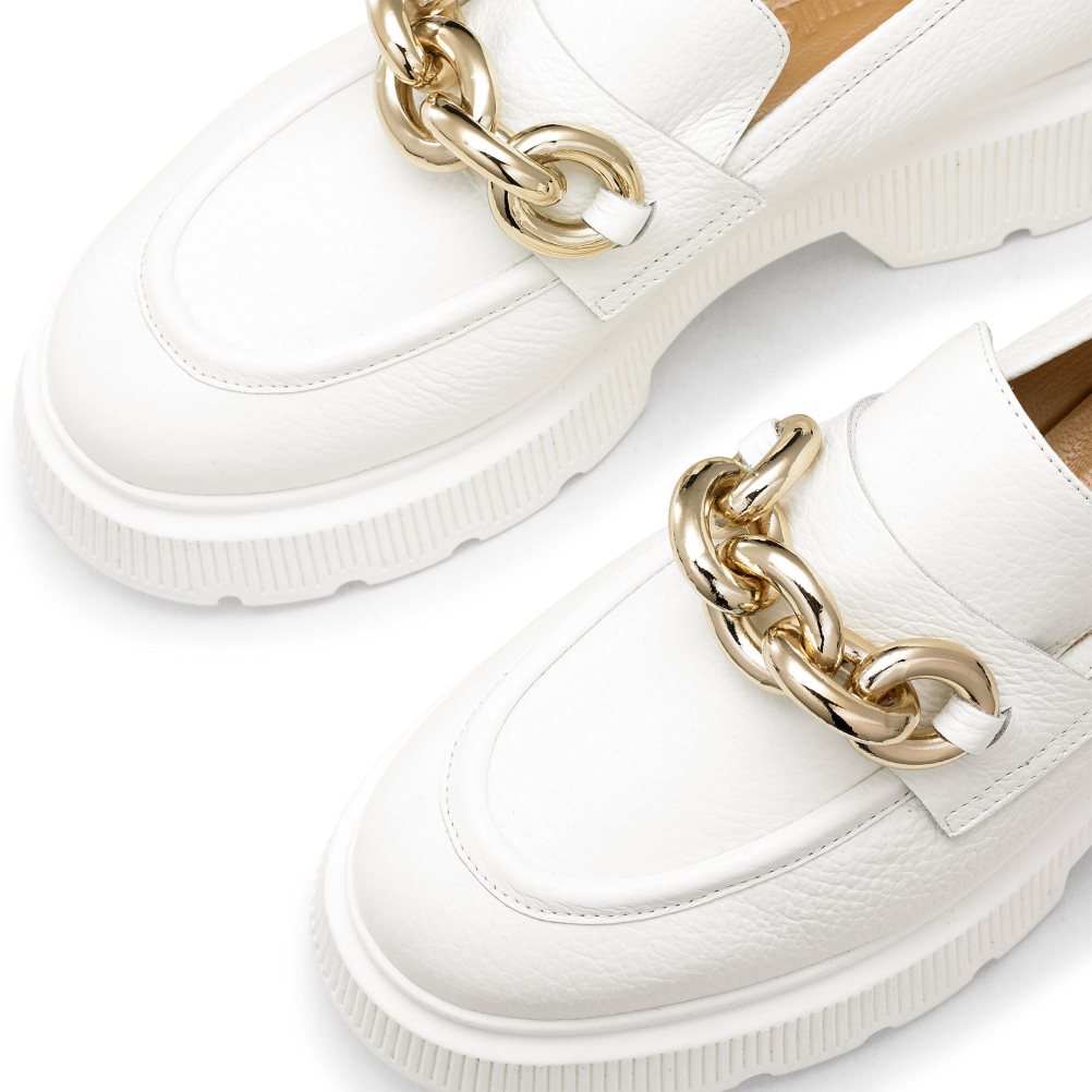 White Russell And Bromley Ringo Heavy Ring Women's Loafers | CA-0857D