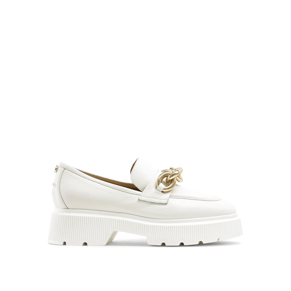 White Russell And Bromley Ringo Heavy Ring Women\'s Loafers | CA-0857D