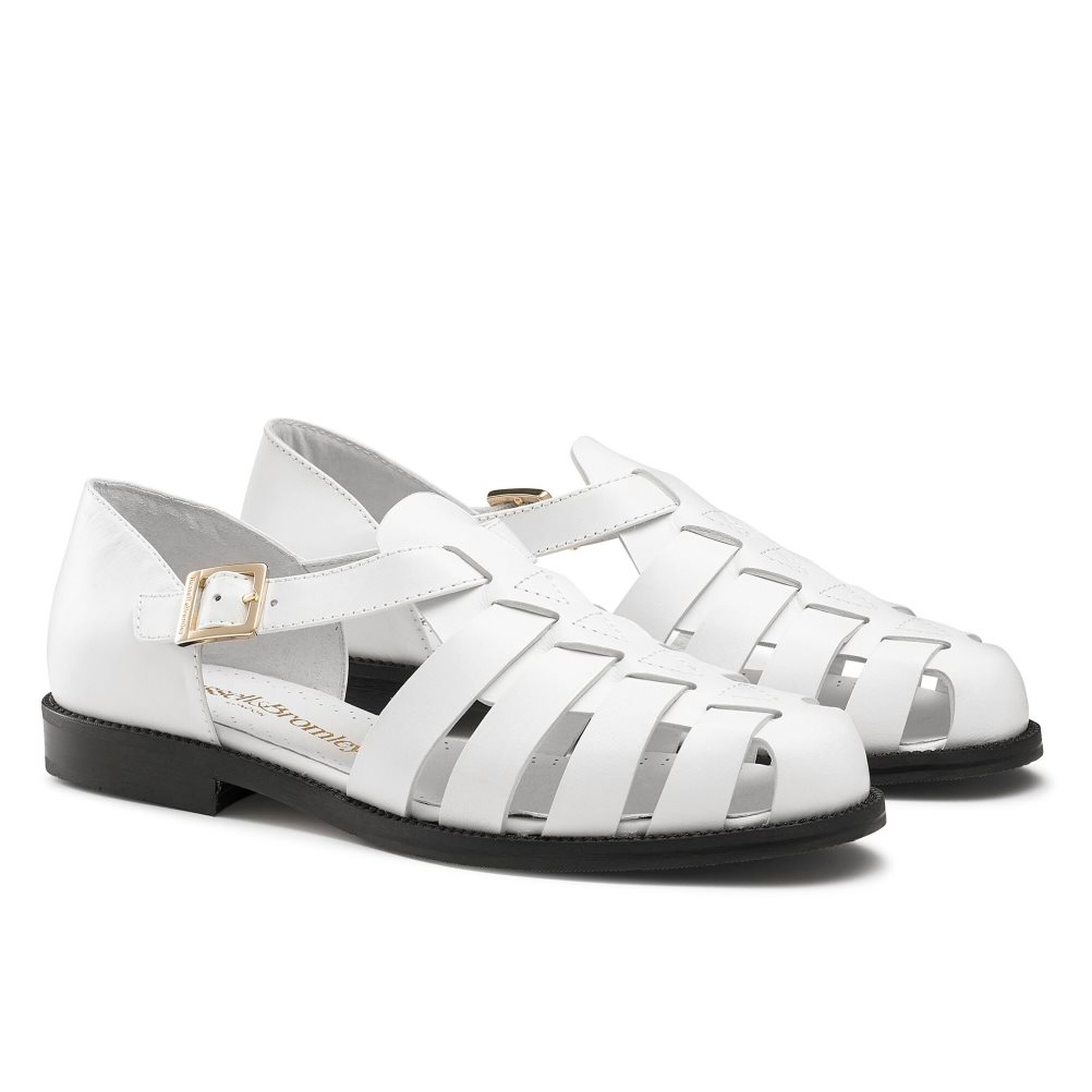 White Russell And Bromley Siracuse Fisherman Women's Flat Sandals | CA-0394Z