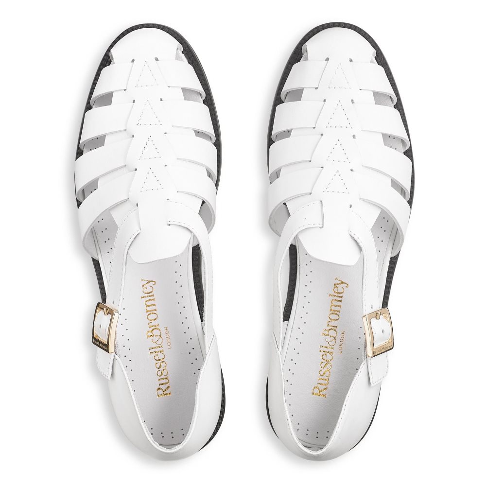 White Russell And Bromley Siracuse Fisherman Women's Flat Sandals | CA-0394Z