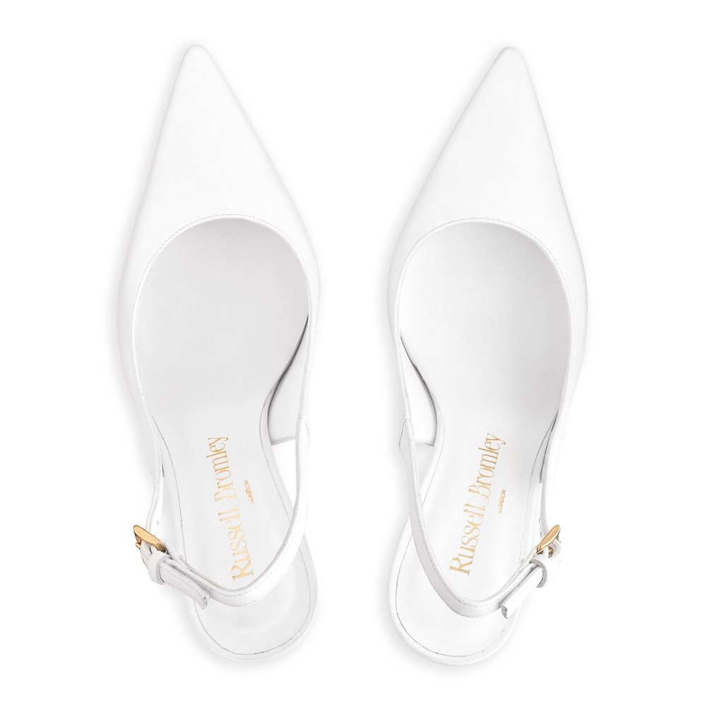 White Russell And Bromley Slingback Point Women's Pumps | CA-9746N