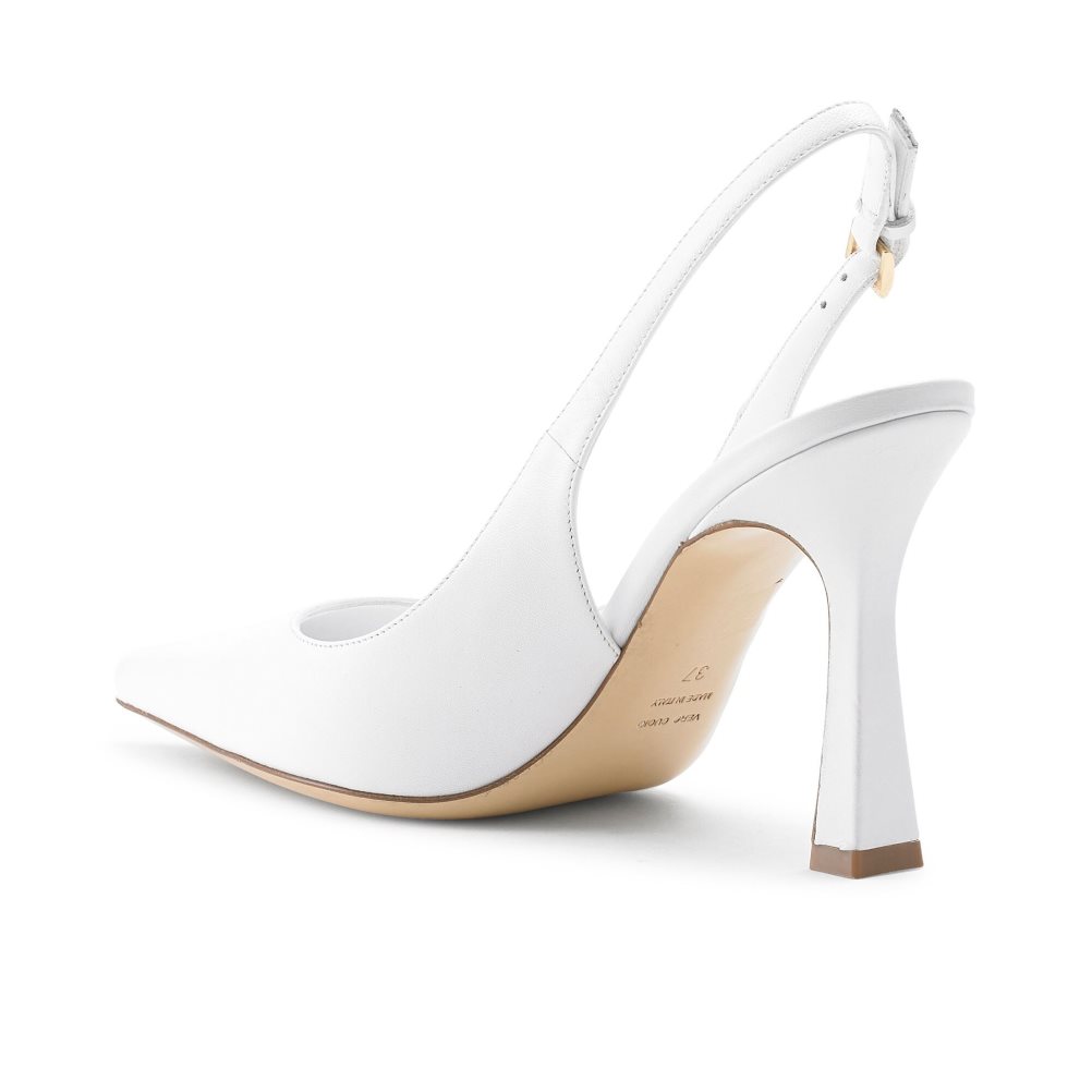 White Russell And Bromley Slingback Point Women's Pumps | CA-9746N
