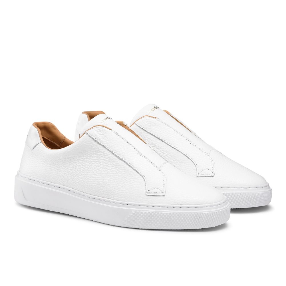 White Russell And Bromley Slipway Laceless Men's Sneakers | CA-1408U