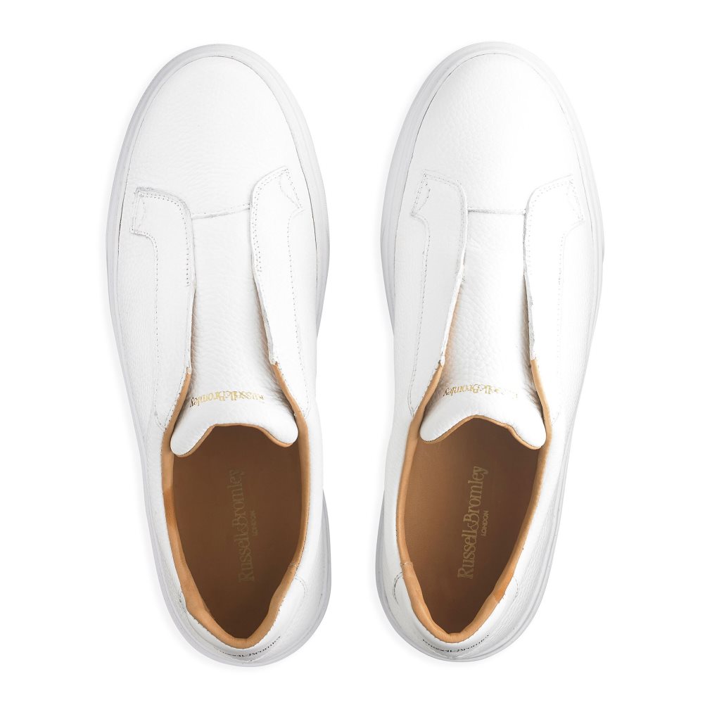 White Russell And Bromley Slipway Laceless Men's Sneakers | CA-1408U