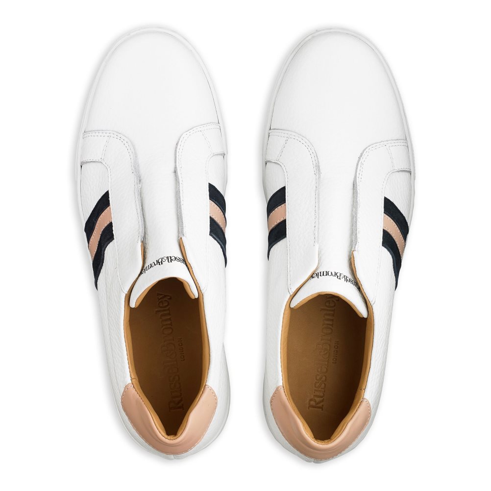 White Russell And Bromley Stripe Stripe Flatform Women's Sneakers | CA-7053V