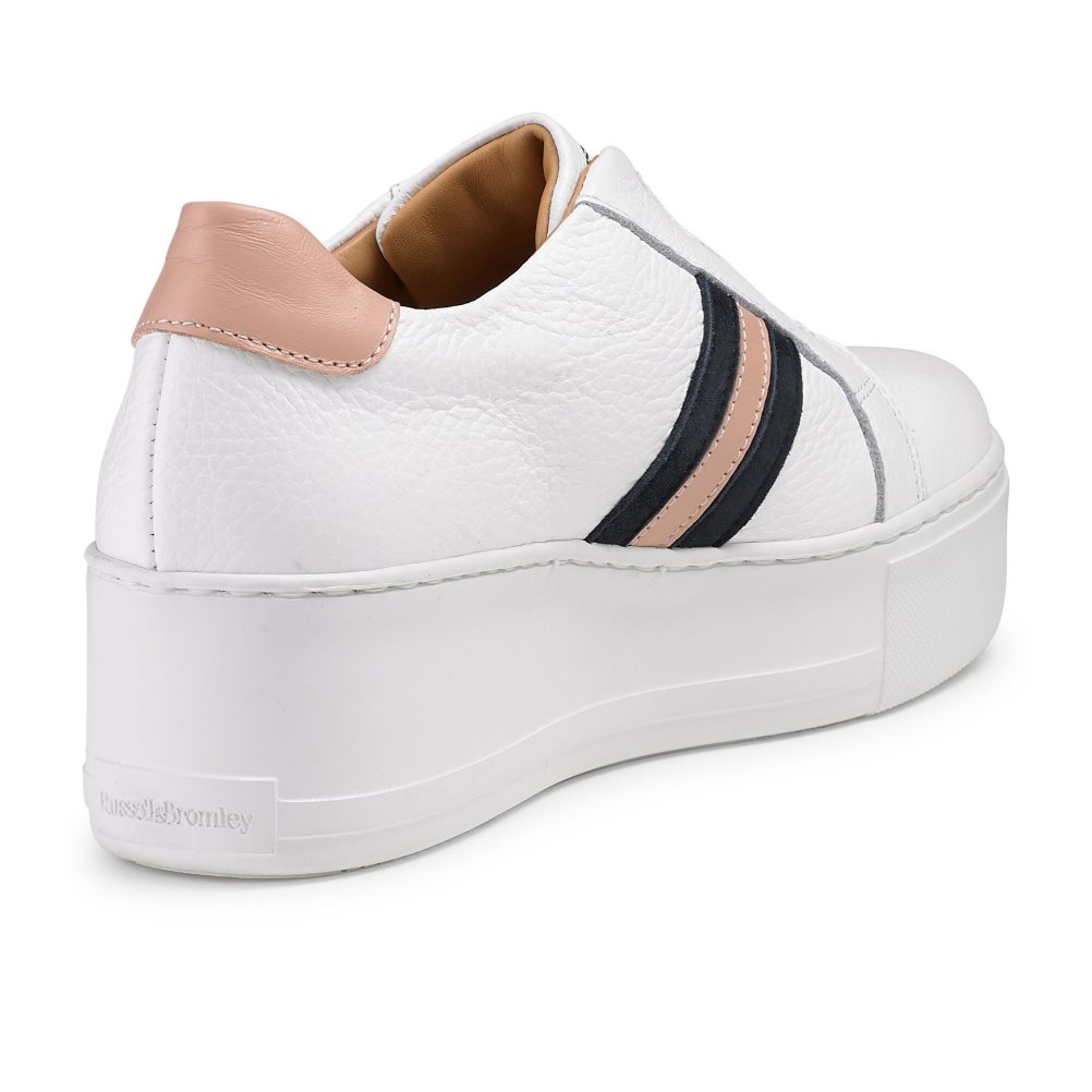 White Russell And Bromley Stripe Stripe Flatform Women's Sneakers | CA-7053V