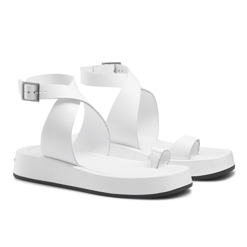 White Russell And Bromley Toetally Women's Flat Sandals | CA-8536O
