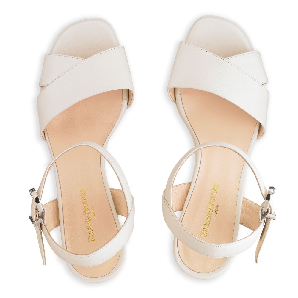 White Russell And Bromley Topform Platform Women's Heels Sandals | CA-6391W