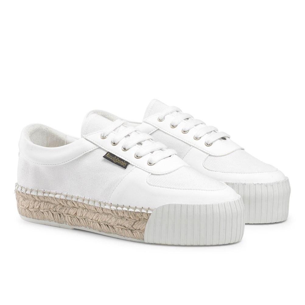 White Russell And Bromley Touchdown Espadrille Women's Sneakers | CA-4013E