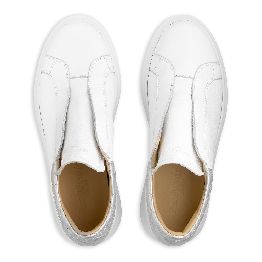 White Russell And Bromley Winner Laceless Women's Sneakers | CA-8126H