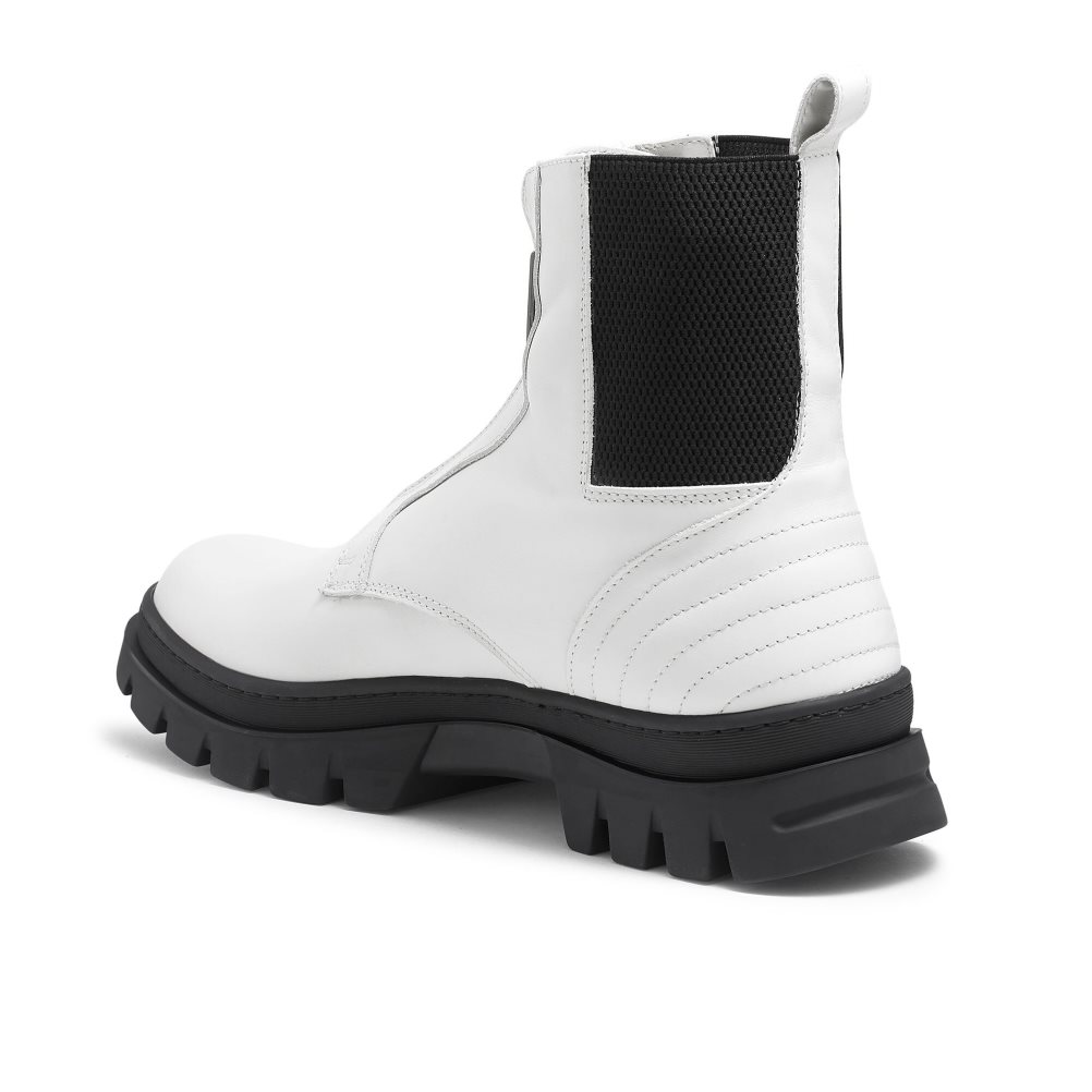 White Russell And Bromley Zip Wire Dryleks Zip Up Men's Ankle Boots | CA-6581S