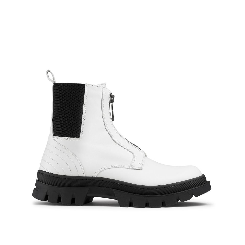 White Russell And Bromley Zip Wire Dryleks Zip Up Men\'s Ankle Boots | CA-6581S