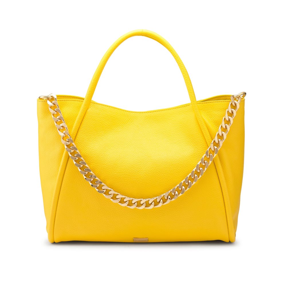 Yellow Russell And Bromley Icon Chain East/West Grab Women\'s Tote Bags | CA-9610W