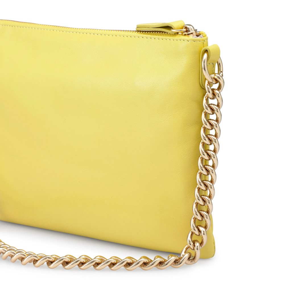 Yellow Russell And Bromley On Point Chain Zip Pouch Women's Shoulder Bags | CA-7940E