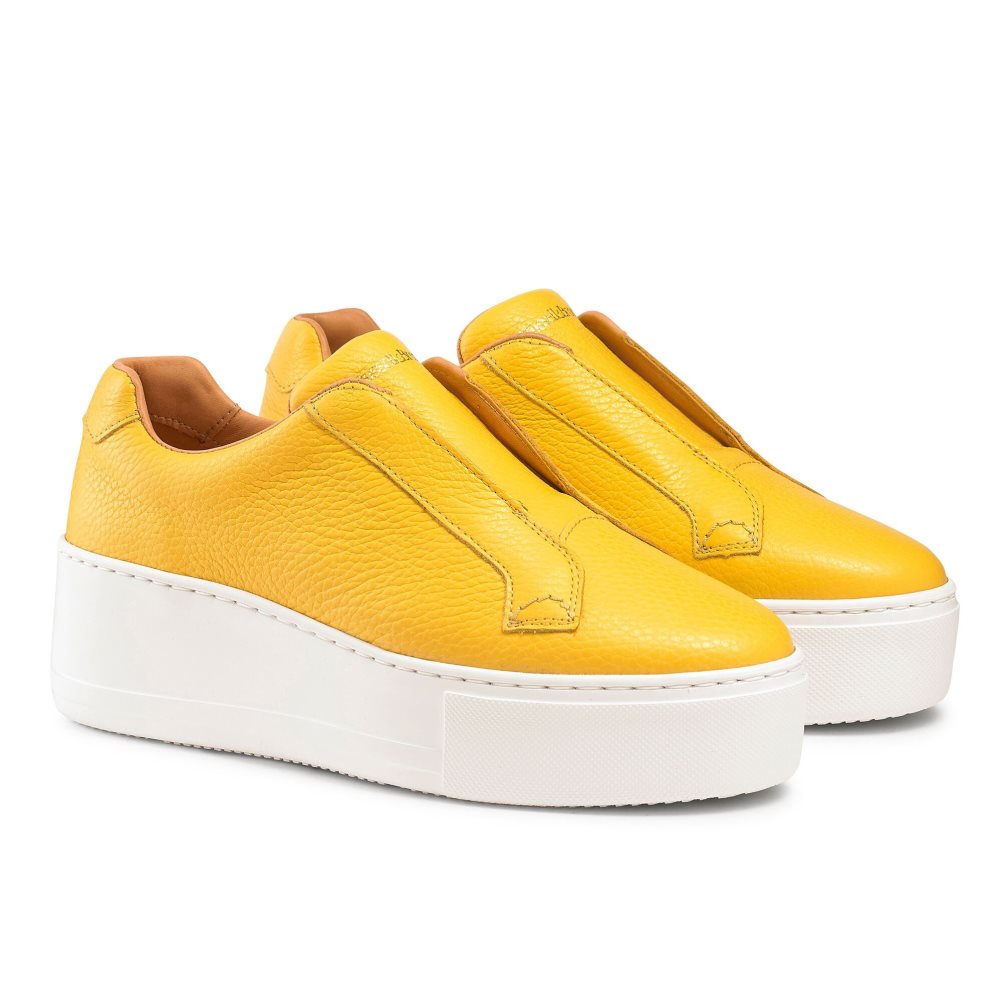Yellow Russell And Bromley Park Up Flatform Laceless Women's Platform Shoes | CA-9182S