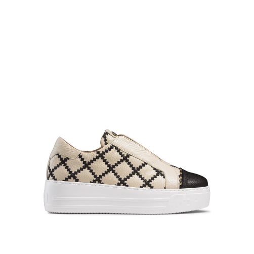 Beige / Black Russell And Bromley Seawalk Laceless Women's Platform Shoes | CA-8506T