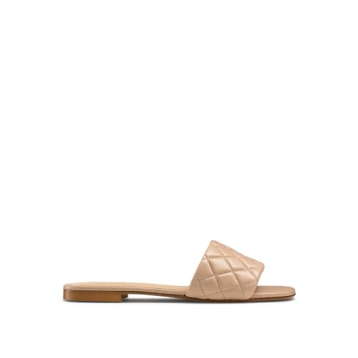 Beige Russell And Bromley Quilted Women's Flat Sandals | CA-8947B