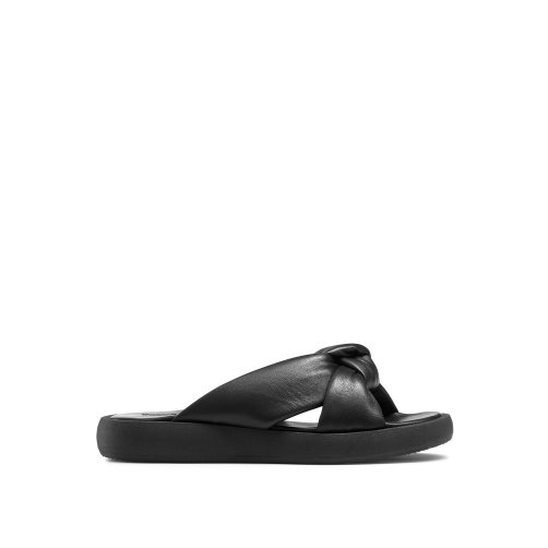 Black Russell And Bromley Dallas Knot Women's Flat Sandals | CA-4083R