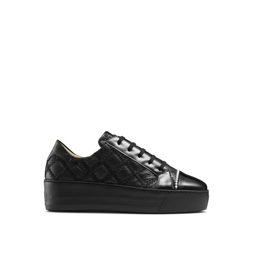 Black Russell And Bromley Esplanade Lace Up Women's Platform Shoes | CA-4927H