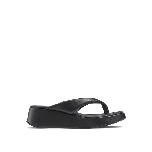 Black Russell And Bromley Hoxton Toe Post Women's Flat Sandals | CA-4925L