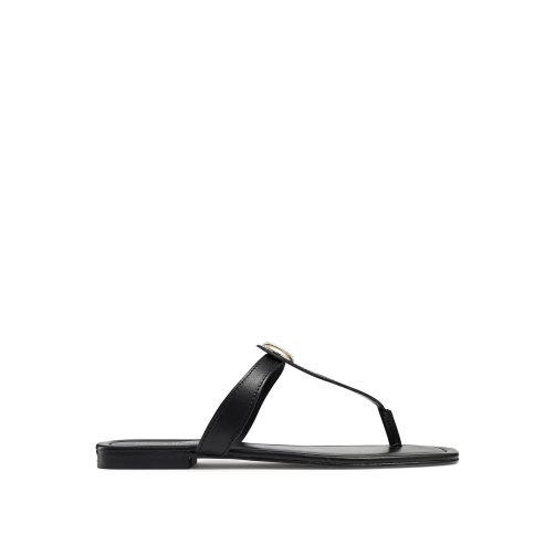 Black Russell And Bromley Lauretta Disc Trim Toe Women's Flat Sandals | CA-8275M