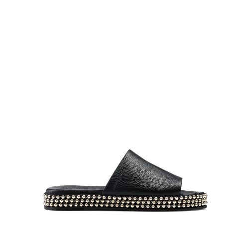 Black Russell And Bromley Moneypot Women's Flat Sandals | CA-8351C
