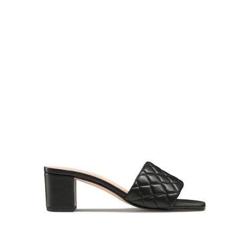 Black Russell And Bromley Quiltbloc Quilted Block Women's Mules | CA-8047C