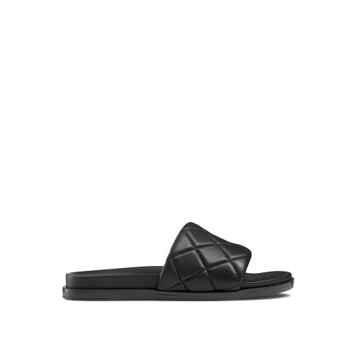 Black Russell And Bromley Quilted Women's Slides | CA-2685D