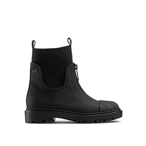 Black Russell And Bromley Rambler Dryleks Zip Front Stomper Women's Ankle Boots | CA-7469U