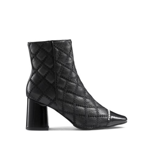 Black Russell And Bromley Stitch Pearl Toe Women's Ankle Boots | CA-3027S