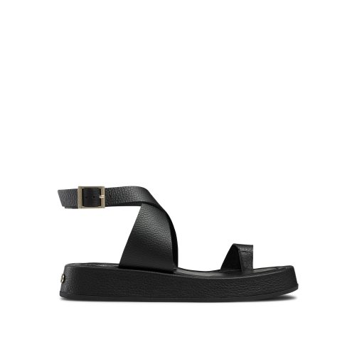 Black Russell And Bromley Toetally Women's Flat Sandals | CA-2514Q