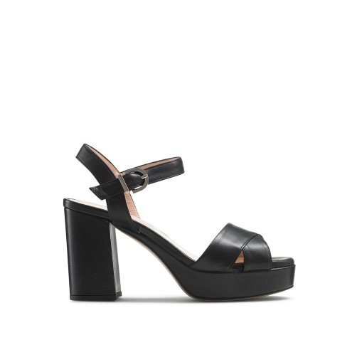 Black Russell And Bromley Topform Platform Women's Heels Sandals | CA-9064C