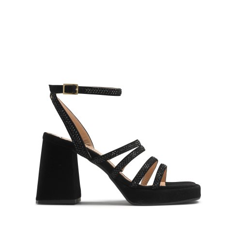 Black Russell And Bromley Yeahbaby+ Jewelled Strappy Women's Heels Sandals | CA-5046X