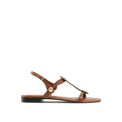 Brown Russell And Bromley Lauren Disc Trim Women's Flat Sandals | CA-3016C