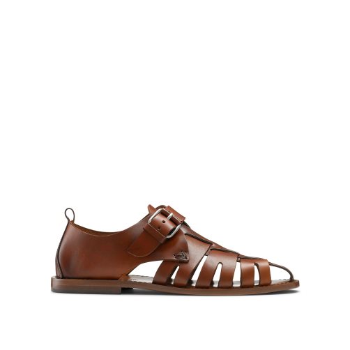 Brown Russell And Bromley Neptune Buckled Fisherman Men's Sandals | CA-0317Q