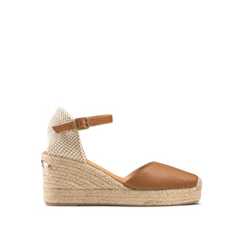 Brown Russell And Bromley Pineapple Square Toe Espadrille Women's Wedges | CA-2574T