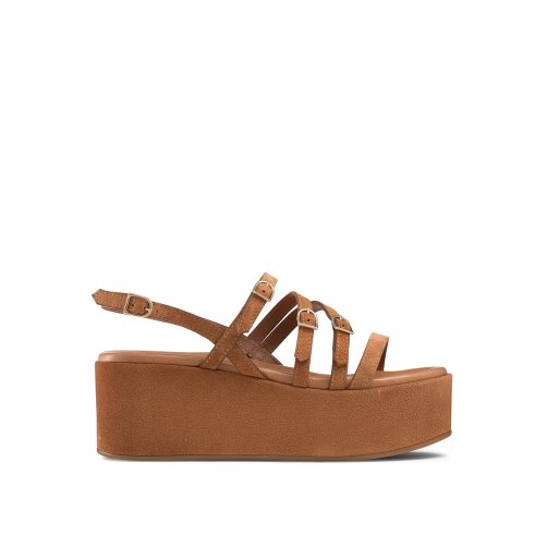 Brown Russell And Bromley Sunshine Buckle Women's Wedges | CA-6243F