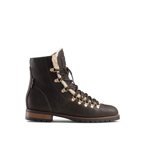 Dark Brown Russell And Bromley Bear Warm Lined Lace Up Women's Ankle Boots | CA-7359U