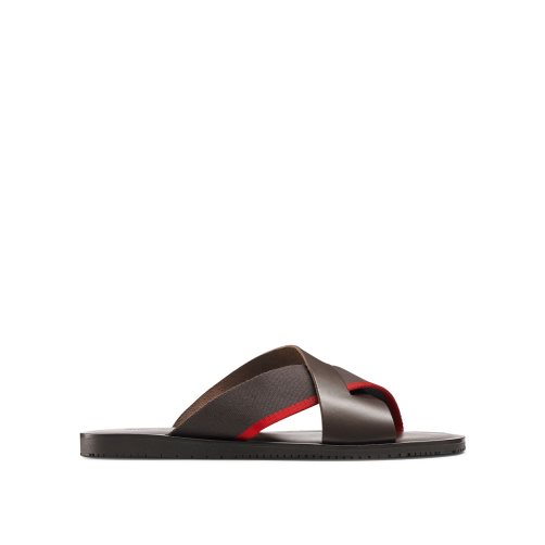 Dark Brown Russell And Bromley Fab Slip-on Men's Slide Sandals | CA-5137W