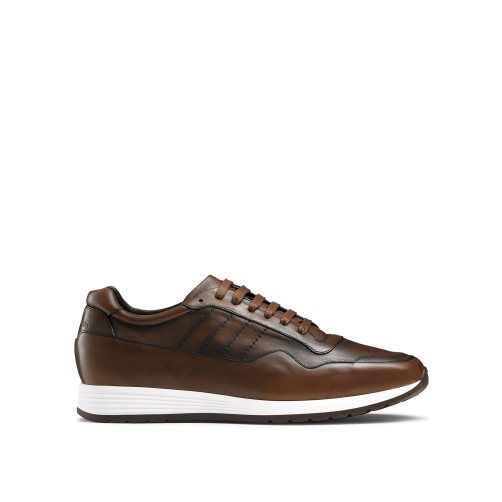 Dark Brown Russell And Bromley Run Time+ Luxury Lace Up Men's Sneakers | CA-9673Y
