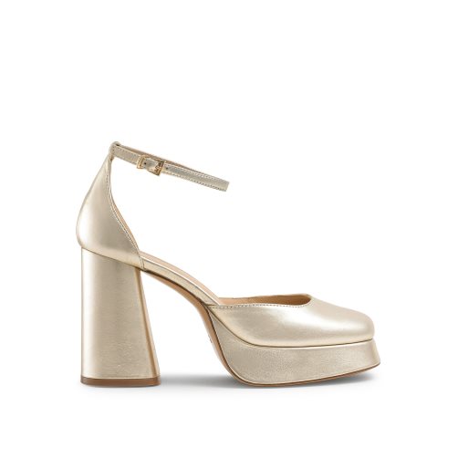 Gold Russell And Bromley Flawless Extreme Platform Women's Heels Sandals | CA-3429Z