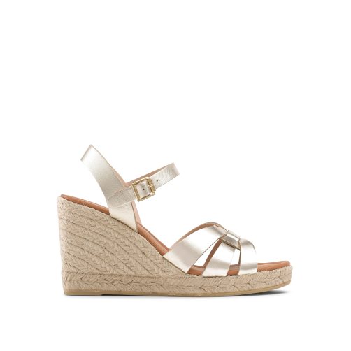 Gold Russell And Bromley Headspin Woven Espadrille Women's Wedges | CA-6417W