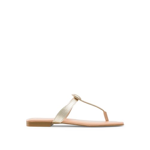 Gold Russell And Bromley Lauretta Disc Trim Toe Women's Flat Sandals | CA-5431I