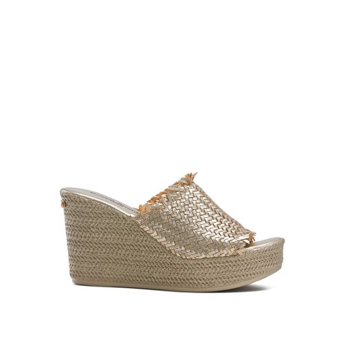 Gold Russell And Bromley Libertine Weave Women's Wedges | CA-3725F